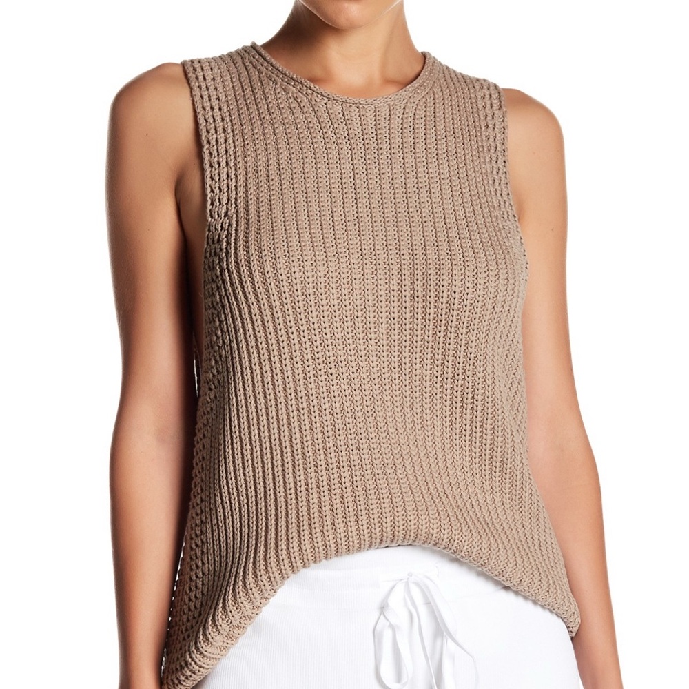 VINCE Taupe XS Sleeveless Chunky Knit Sweater